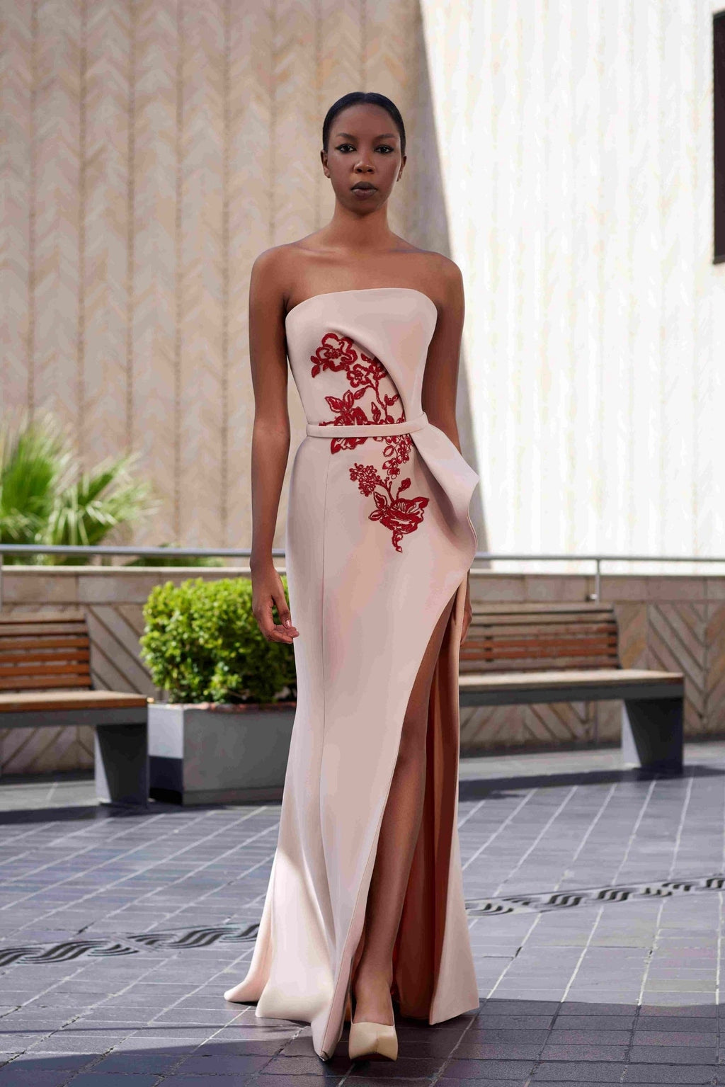 Thread Embroidered Crepe Dress