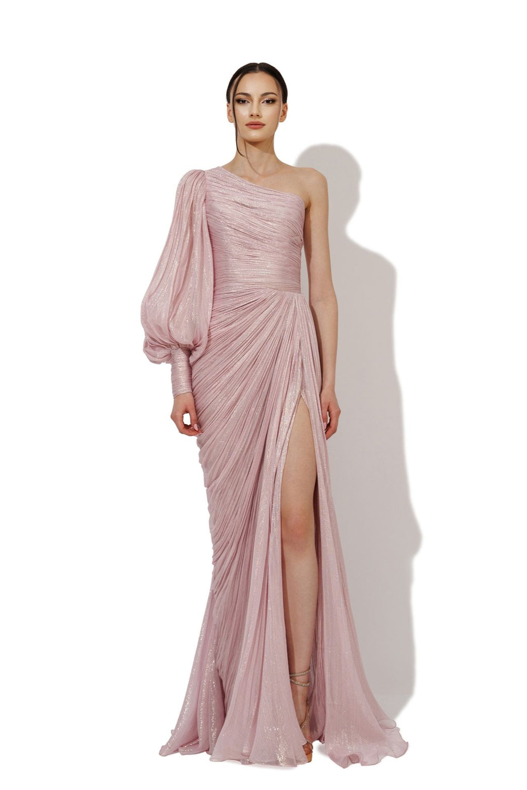 iris serban pink dress Iris Serban Soft Pink Column Sleeveless Evening Dress