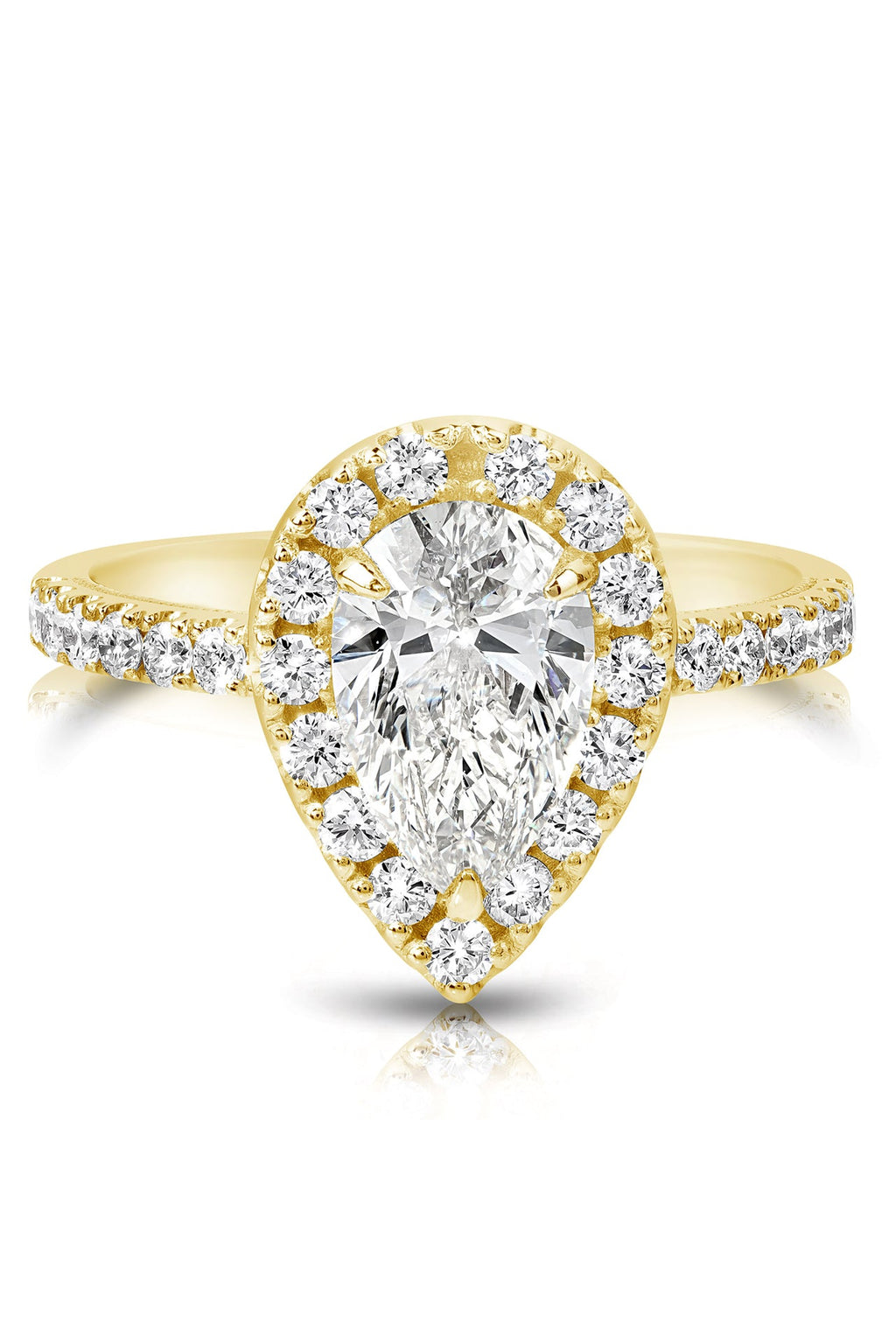 1 1/2 Ct Pear Shape Center Lab Grown Diamond Halo Engagement Ring ...