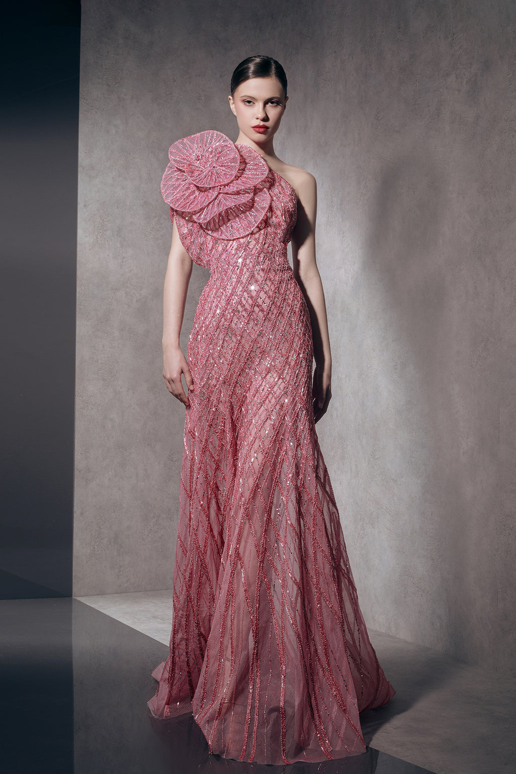 One Shoulder Beaded Dress