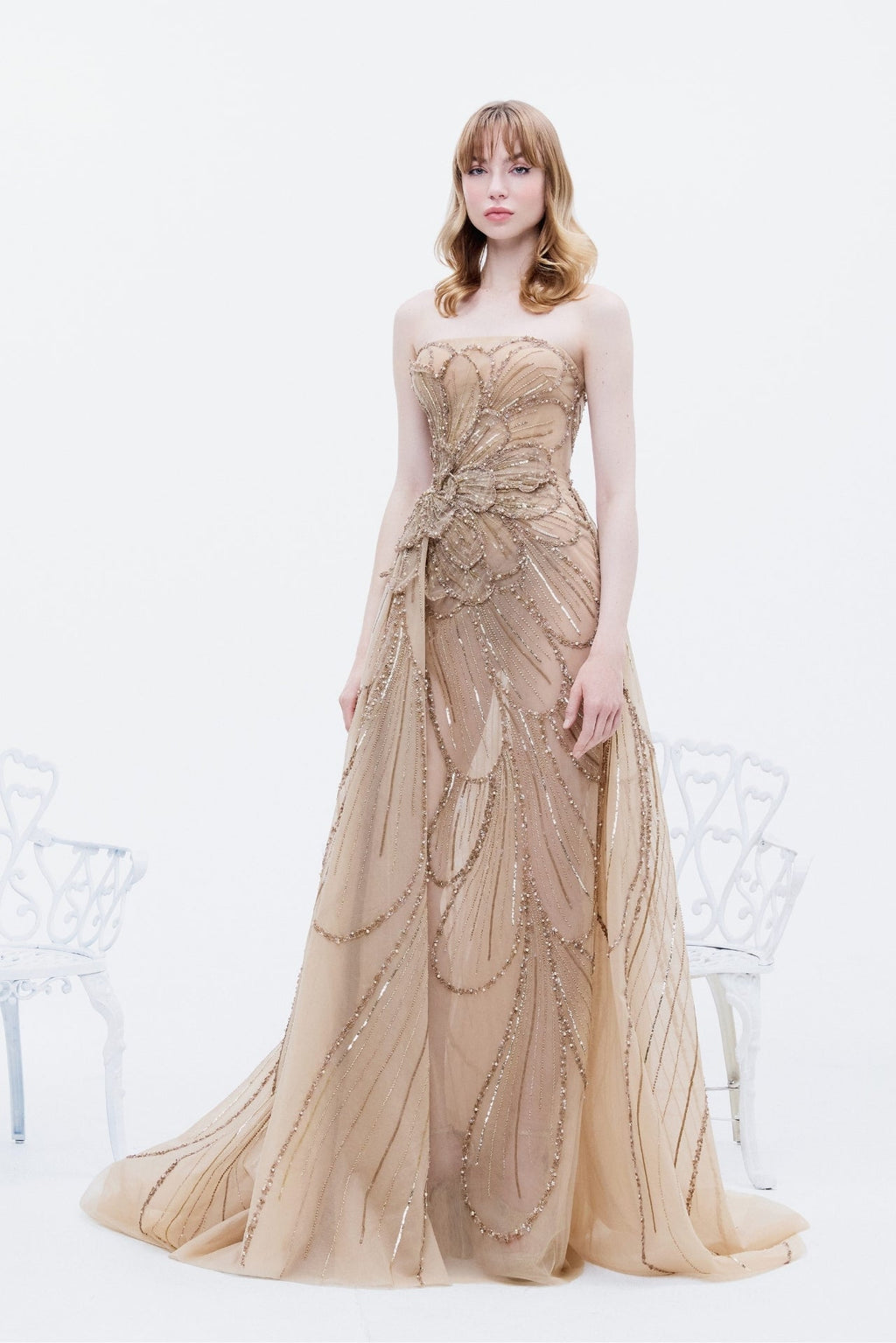 beige tulle dress beaded gown with overskirt – HERTROVE Bride Color:DEEP WINE sizechart_teagan-dress-size-chart Women's Dresses | Casual perfect for any special