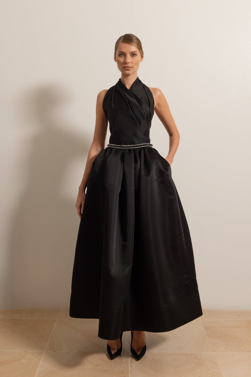 formal peasant dress Crystal-Embroidered with Open Back cottage core dress