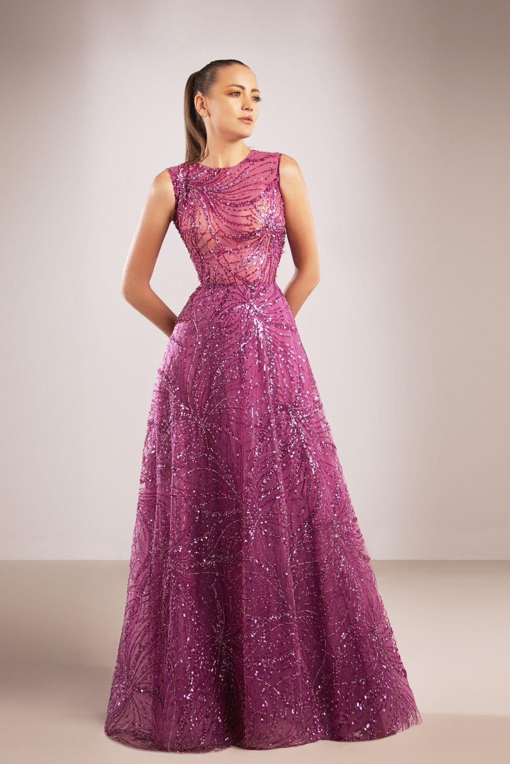 flowy beaded dress Fully gown 177 cmDress with a detachable_3D_flower Pearl Trim Bowknot Open Color:Heavenly