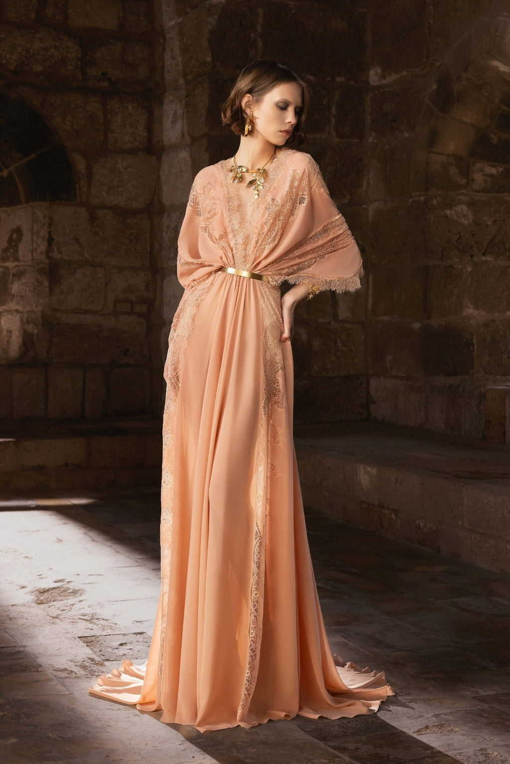 formal & gown kaftan dress Kaftan-style with lace detailing Material_Bandage