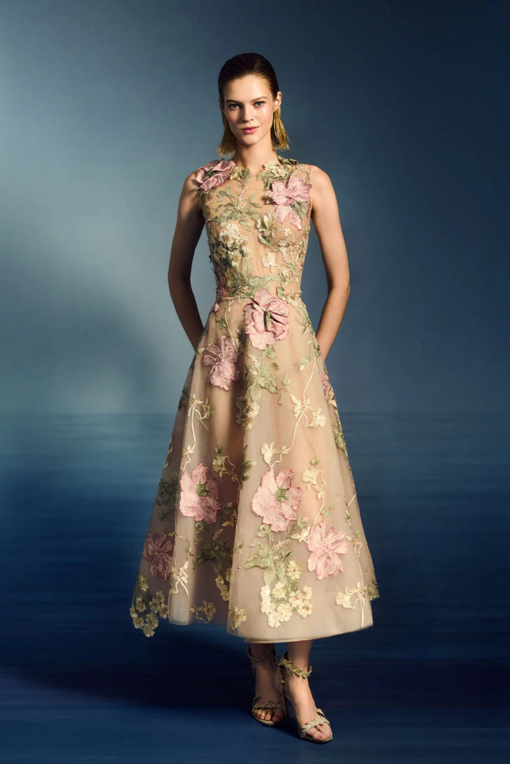 Midi Embroidered Floral Dress