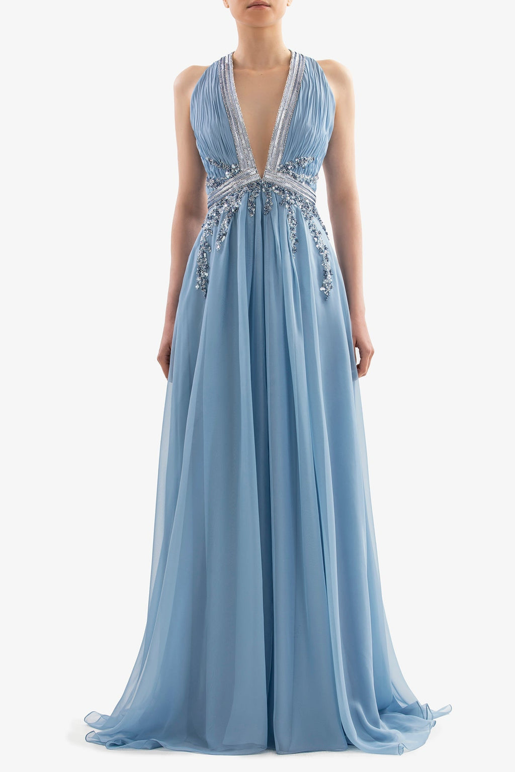 Muslin dress with sequined waist details – HERTROVE