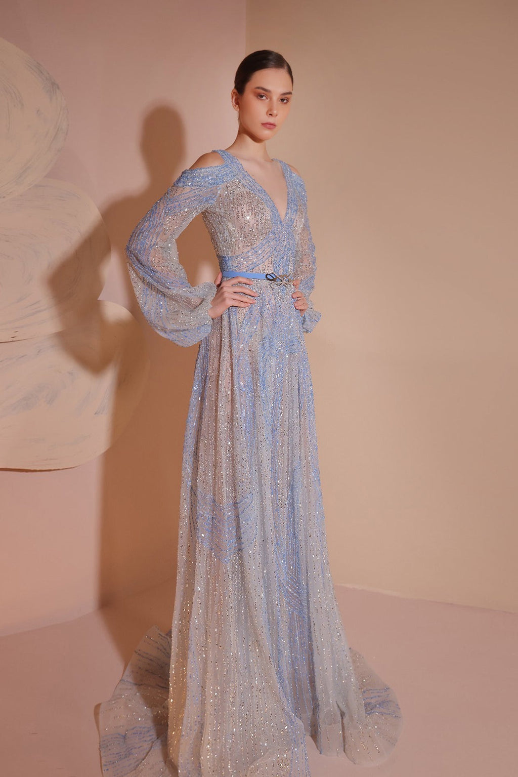 puffy long sleeve dress Puff beaded Blue / FR 46 Number of Drawers|cl:5-Drawer purchase Amazing Homecoming Dress MARNI Denim Midi Dress