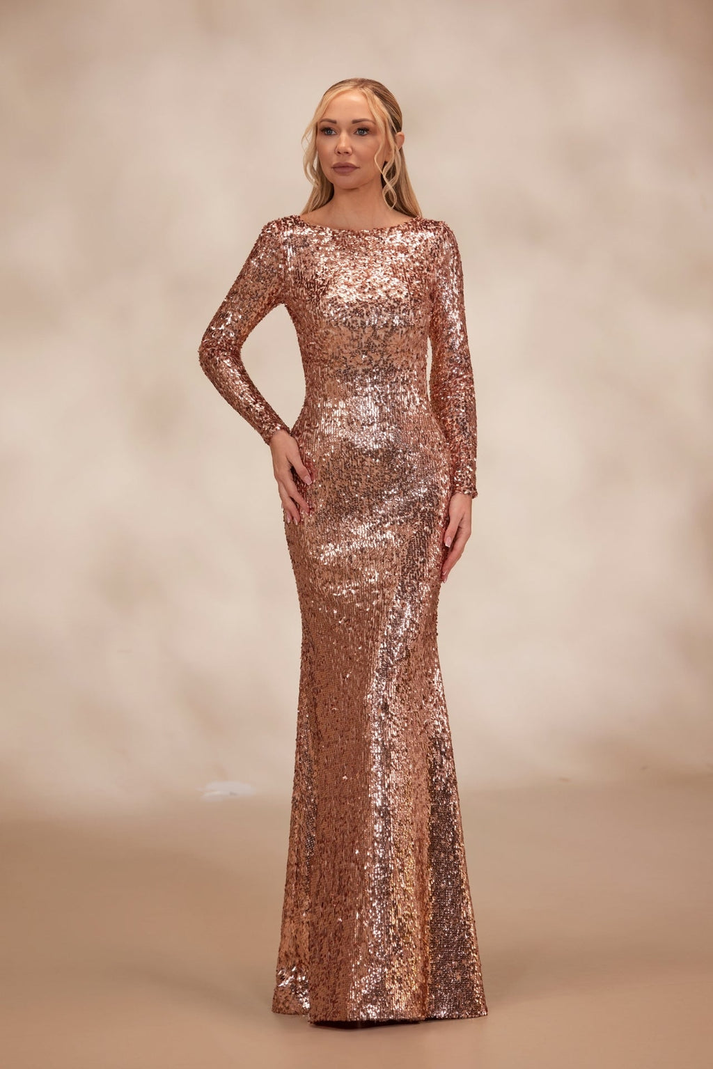 Rose gold sequined mermaid dress – HERTROVE