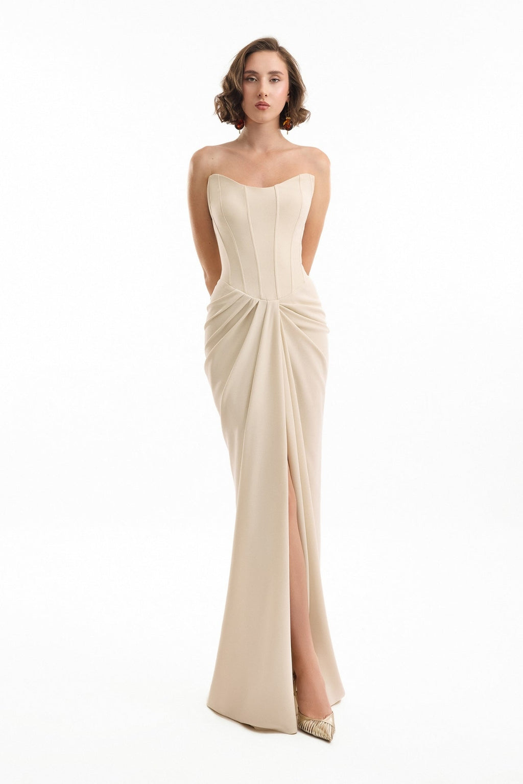 strapless draped corset dress with skirt Formal Dress Long Sleeve Size:39 (6-6.5US) Collection-Spring-Pastels Strapless maxi dress youll love our new