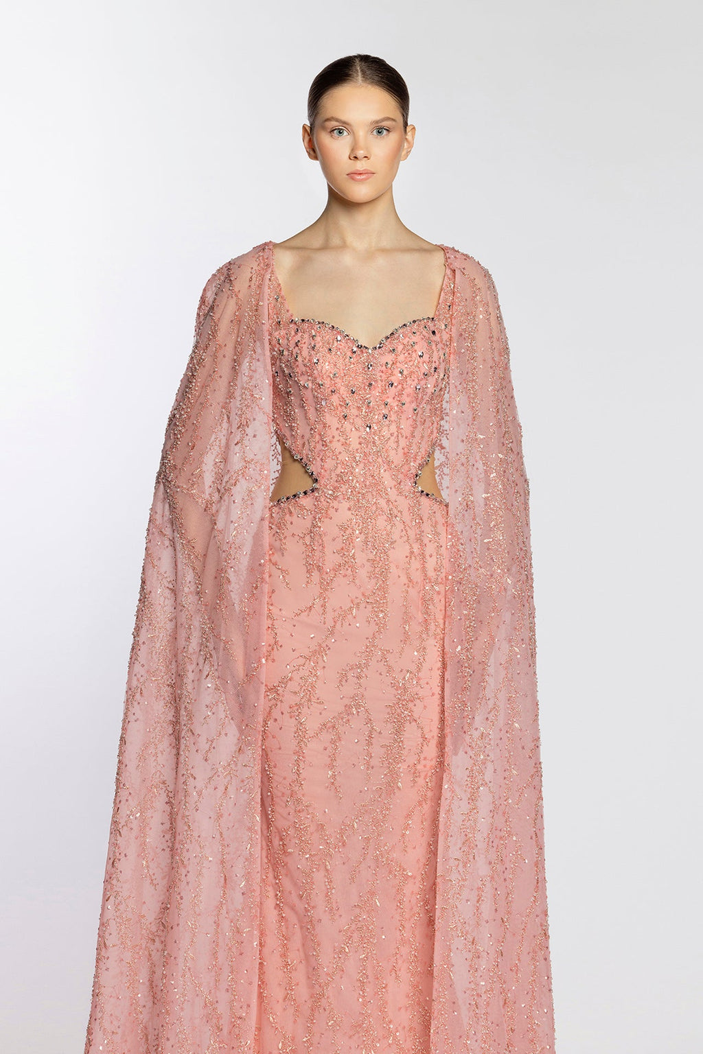 Fully beaded gown with cape – HERTROVE
