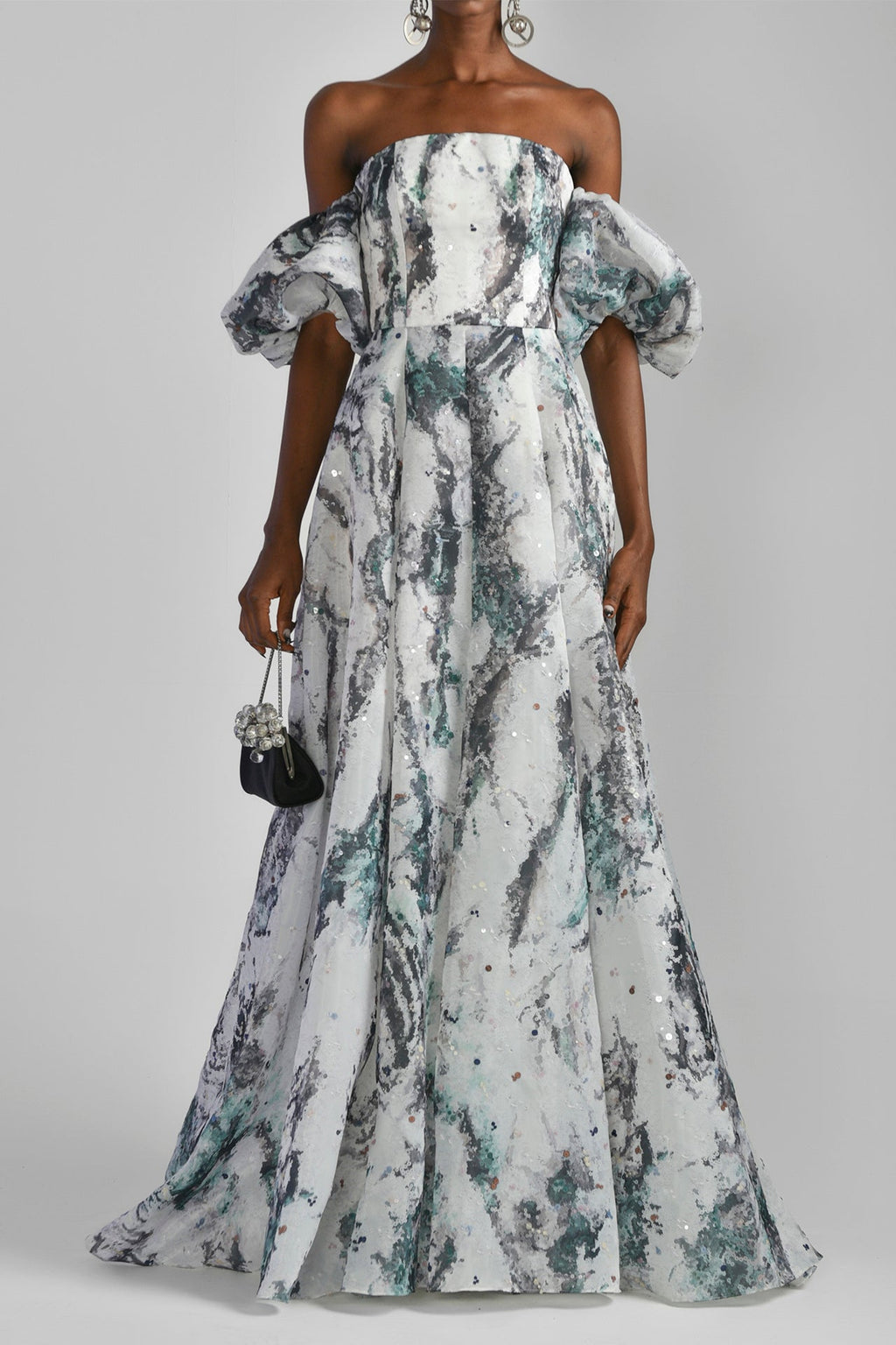 Printed Gazar maxi dress – HERTROVE