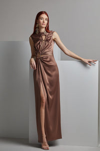Her Trove-Sleeveless satin dress with cut-outs