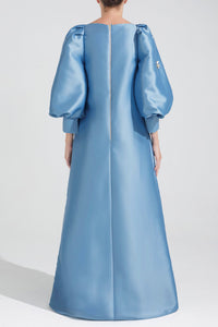 HerTrove-A line taffeta dress with crystal embellishments