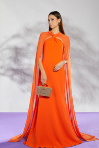 Her Trove-Crepe dress with cape