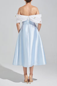 HerTrove-Taffeta midi dress with crochet shoulders