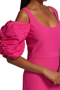 Draped puff sleeves gown - HerTrove