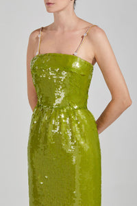 HerTrove-Squared neckline sleeveless sequined dress 