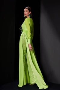 HerTrove-Deep V neck long sleeves jumpsuit with sequins