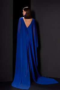 HerTrove-Embroidered gown featuring georgette cape