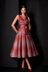 HerTrove-Midi lurex dress with bow detail