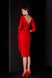 HerTrove-Short crepe dress with ruffles