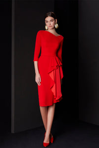HerTrove-Short crepe dress with ruffles