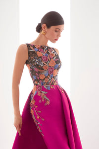 HerTrove-Sleeveless mikado dress with embroidery