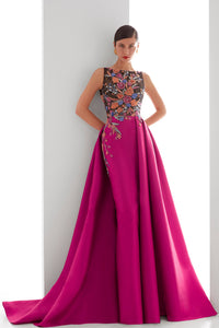 HerTrove-Sleeveless mikado dress with embroidery