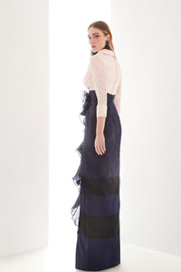 HerTrove-Satin bodice brocade dress 