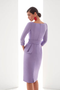 HerTrove-Short mikado dress with 3/4 sleeves