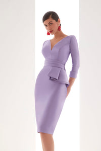 HerTrove-Short mikado dress with 3/4 sleeves
