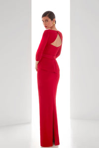 HerTrove-3/4 sleeves crepe dress with ruffles