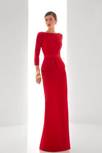 HerTrove-3/4 sleeves crepe dress with ruffles