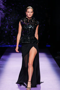 Her Trove-Sleeveless top with high slit skirt