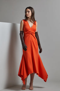 Her Trove-Draped waistline midi dress