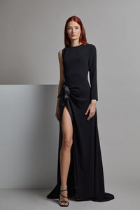 Her Trove-High slit one sleeve dress