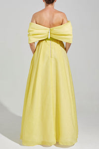 HerTrove-Off shoulder gown with asymmetrical drapes