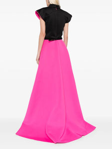 Structured sleeves neoprene belted gown HERTROVE Structured sleeves neoprene belted gown HERTROVE
