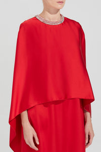 HerTrove-A line satin dress with cape