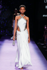 Her Trove-Halter neck embroidered dress with cut-outs