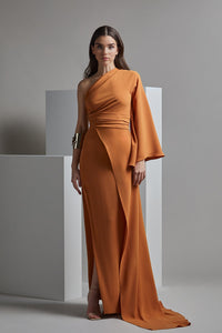 Her Trove-Asymmetrical neckline one sleeve dress