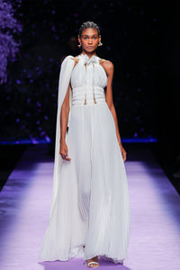 Her Trove-Fully pleated gown with cape