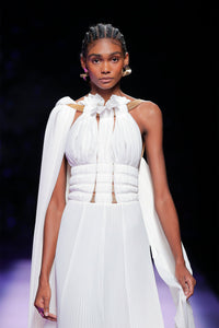 Her Trove-Fully pleated gown with cape