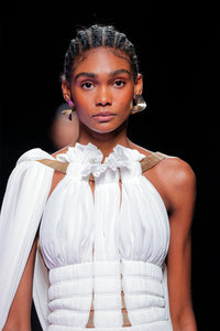Her Trove-Fully pleated gown with cape