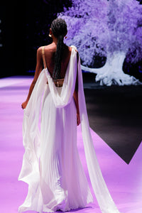 Her Trove-Fully pleated gown with cape
