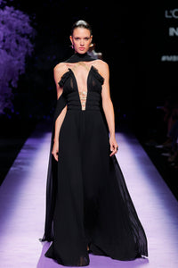 Her Trove-Fully pleated cape dress