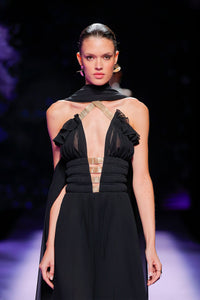 Her Trove-Fully pleated cape dress