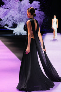 Her Trove-Fully pleated cape dress