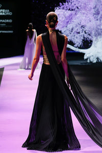 Her Trove-Fully pleated cape dress