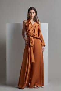 Her Trove-Asymmetrical pleated top with pants